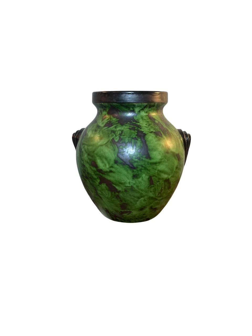 Suédois Ensemble de trois vases à glaçure verte par Erik Mornils pour Nittsjö, Suède, années 1930 en vente