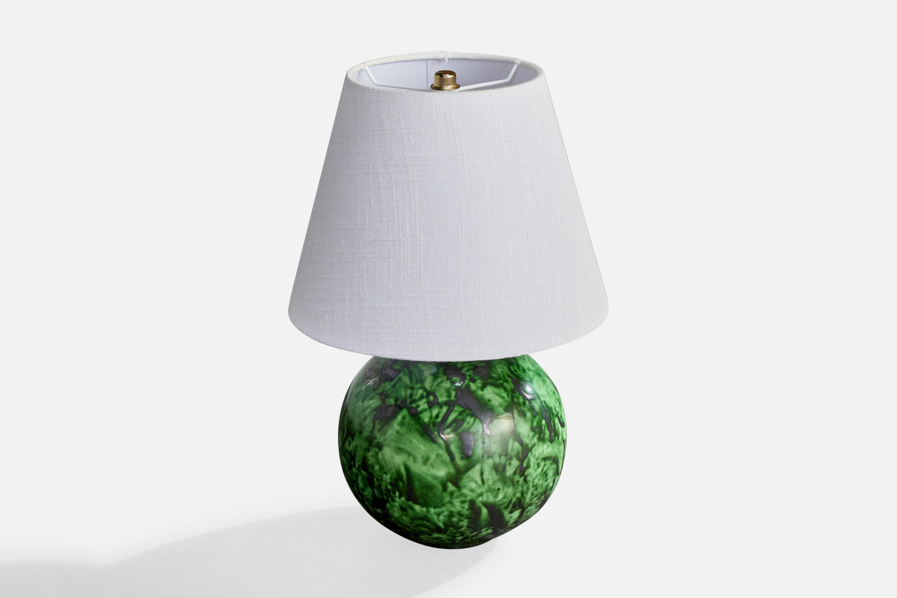 Scandinavian Modern Erik Mornils, Table Lamp, Ceramic, Brass, Sweden, 1930s For Sale