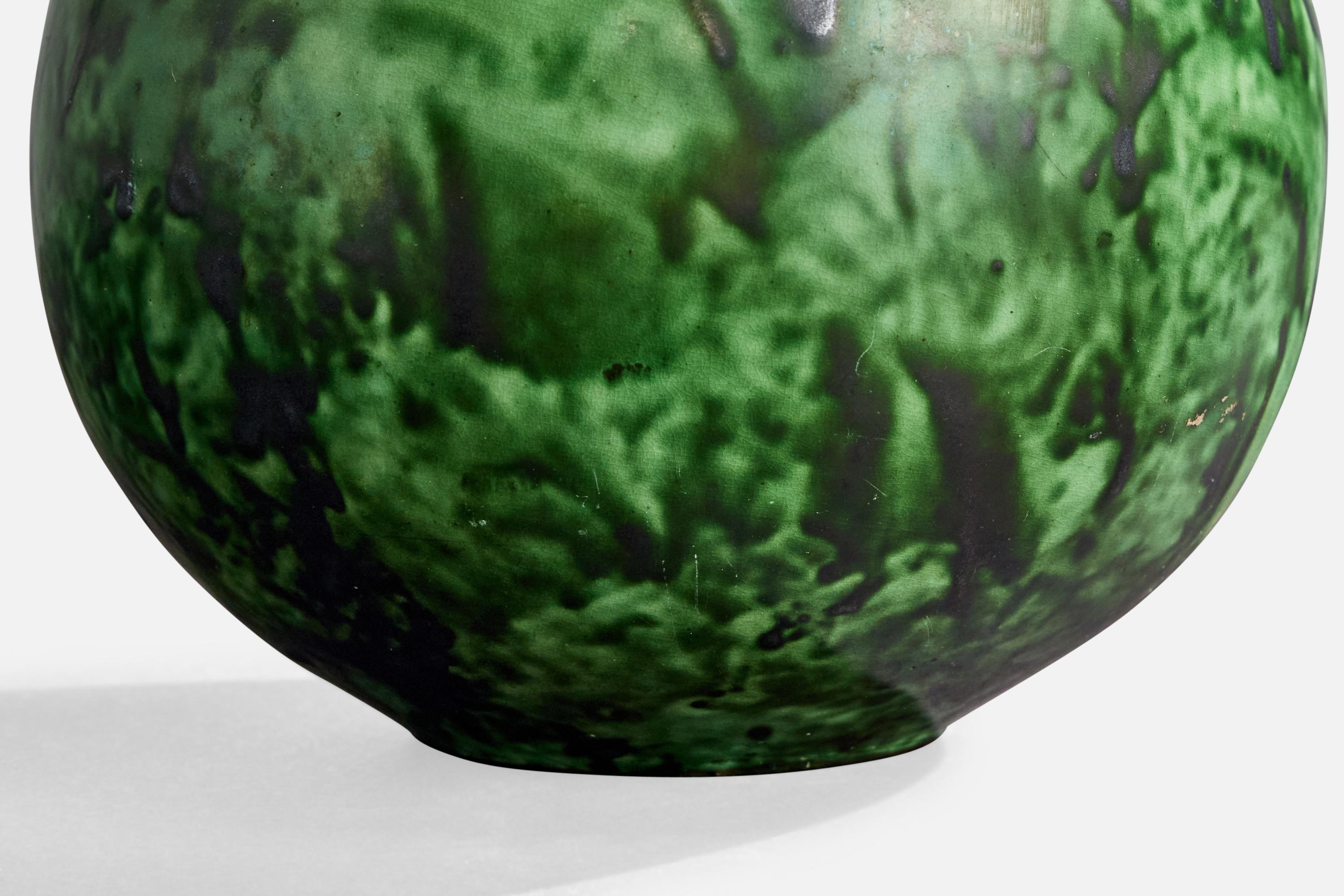 Erik Mornils, Table Lamp, Ceramic, Brass, Sweden, 1930s For Sale 1