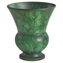 Erik Mornils, Vase, Green-Glazed Earthenware, Nittsjö Sweden, 1940s