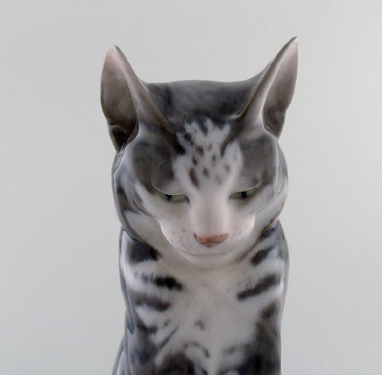 Danish Erik Nielsen for Royal Copenhagen, Porcelain Figure, Grey-Striped Cat