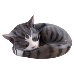 Erik Nielsen for Royal Copenhagen, Porcelain Figure, Sleeping Cat