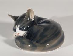 Erik Nielsen for Royal Copenhagen Porcelain Sleeping Tabby Cat