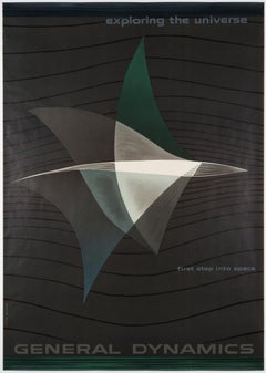 General Dynamics, Exploring the Universe, First Step into Space, Vintage Poster