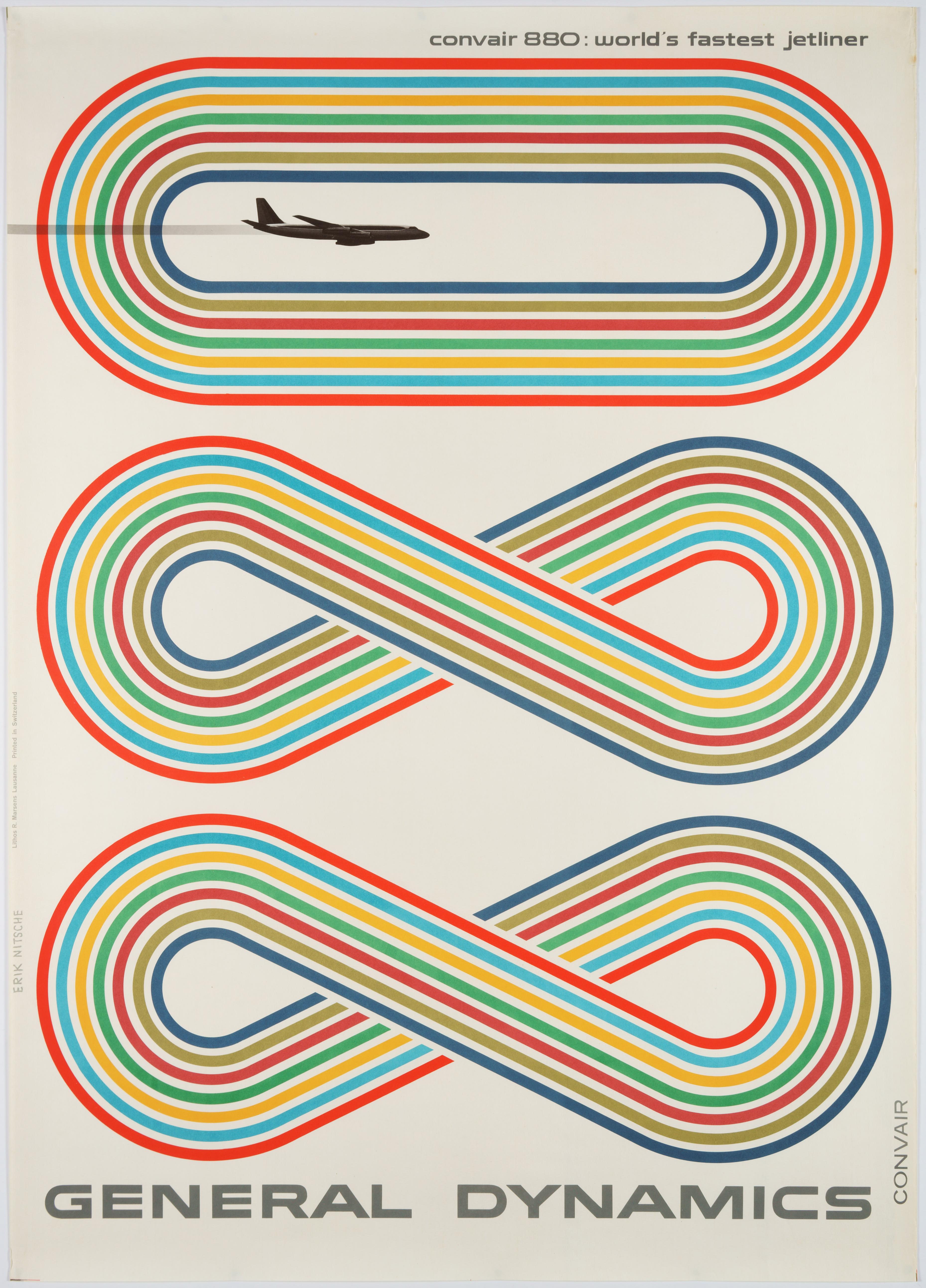 Figurative Print Erik Nitsche - General Dynamics, Convair 880, l'avion de ligne le plus rapide du monde - Affiche originale 