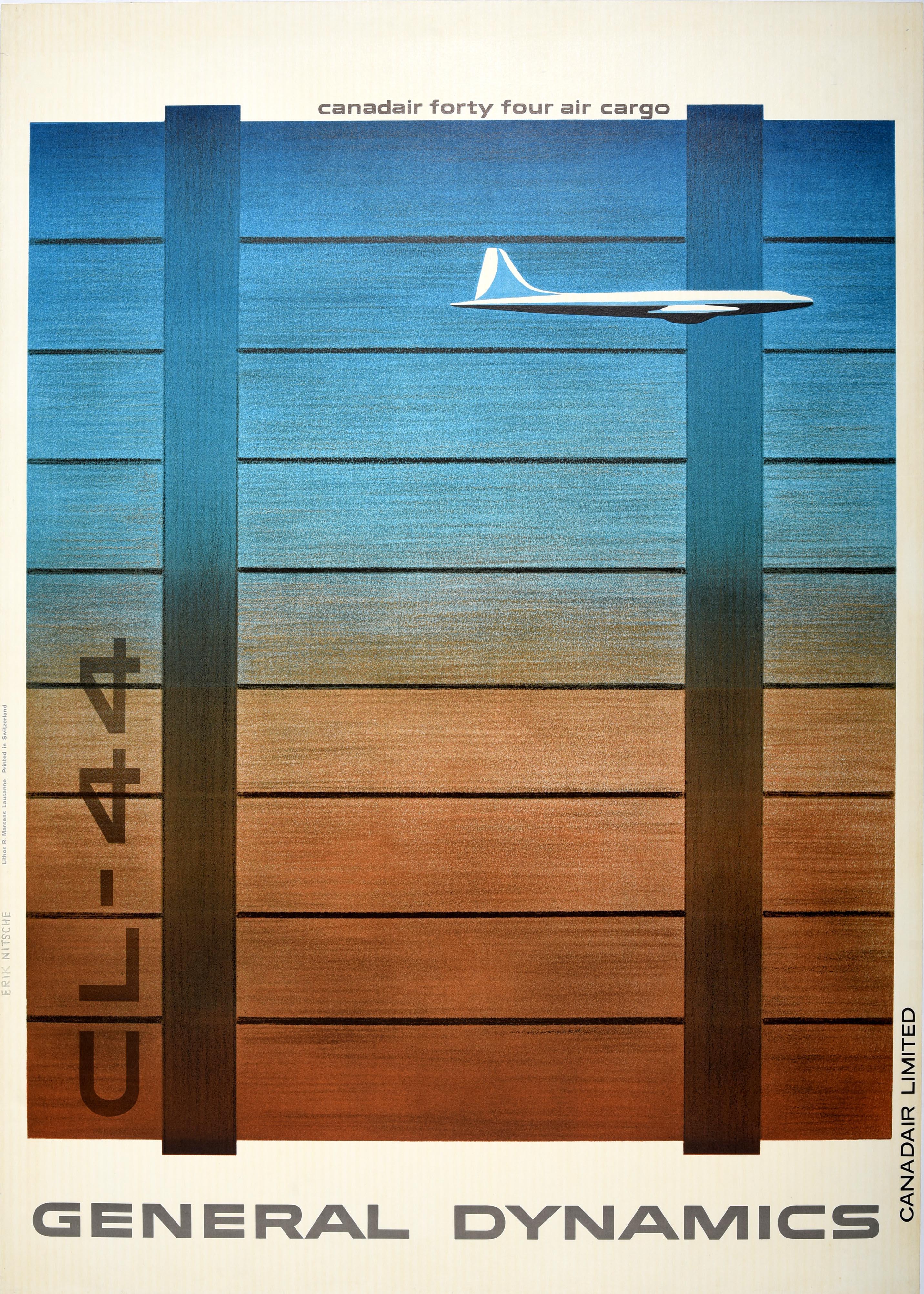 Erik Nitsche Print – Original Vintage General Dynamics Poster Canadair, vierundvierzig Air Cargo Nitsche, Vintage