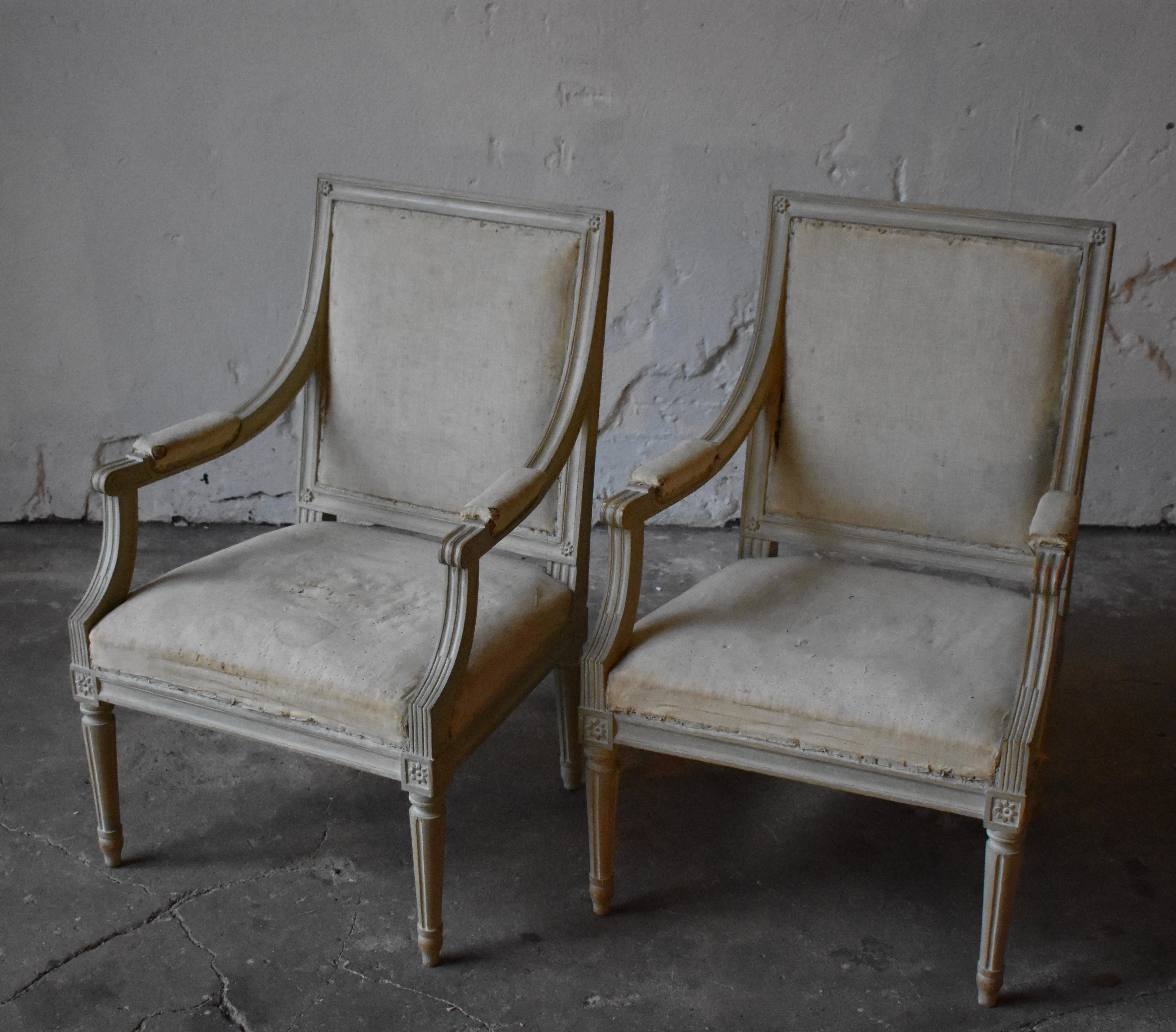 Upholstery Erik Öhrmark Swedish Gustavian Armchairs Signed For Sale