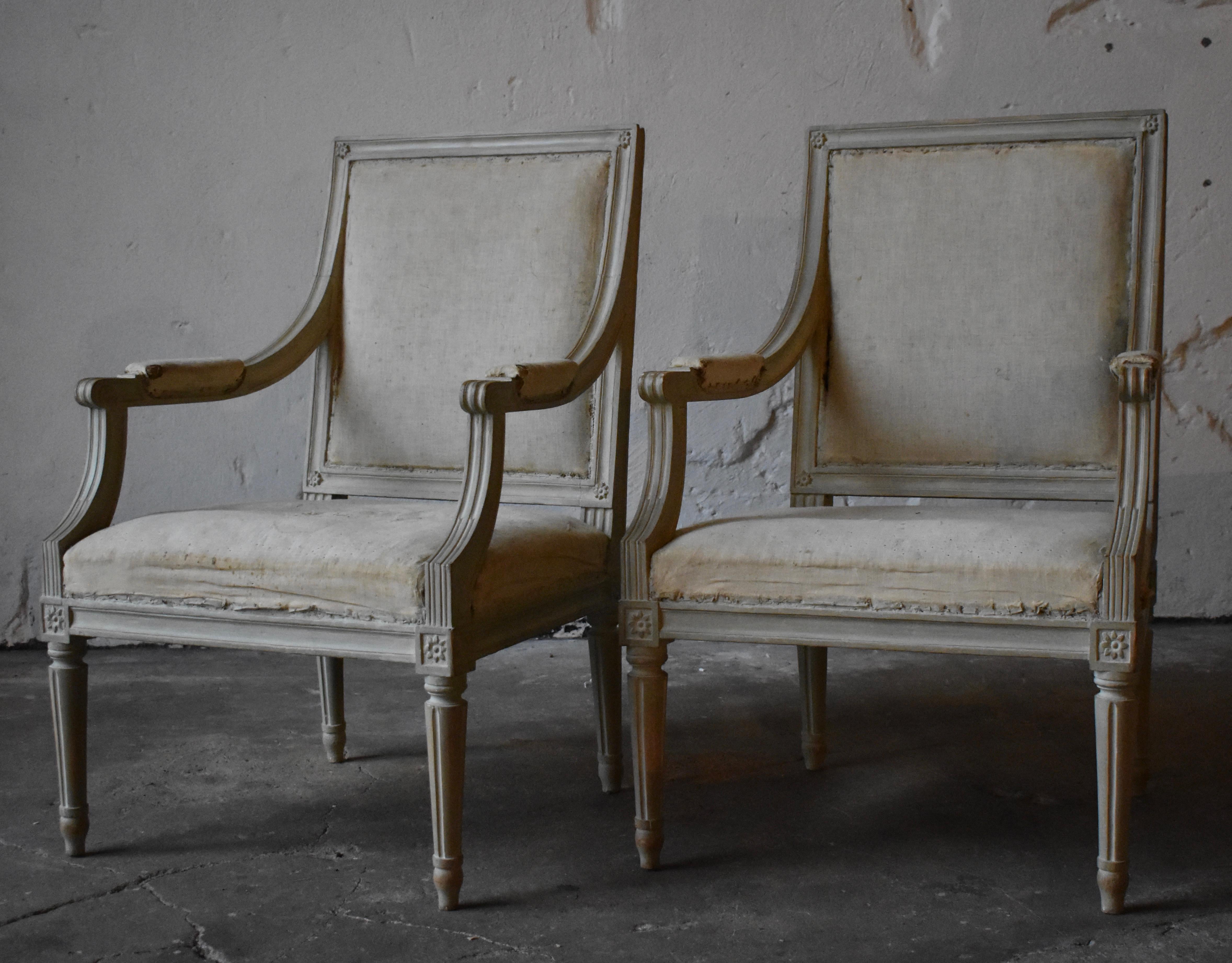 Erik Öhrmark Swedish Gustavian Armchairs Signed For Sale 1