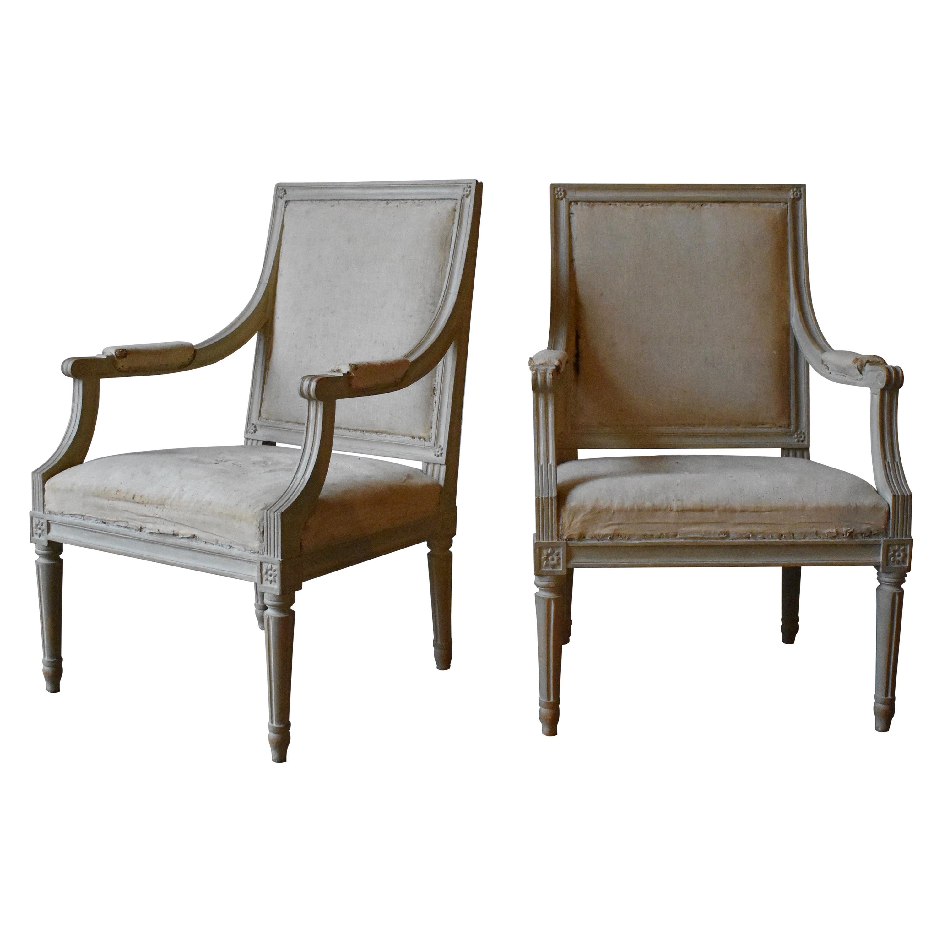 Erik Öhrmark Swedish Gustavian Armchairs Signed For Sale