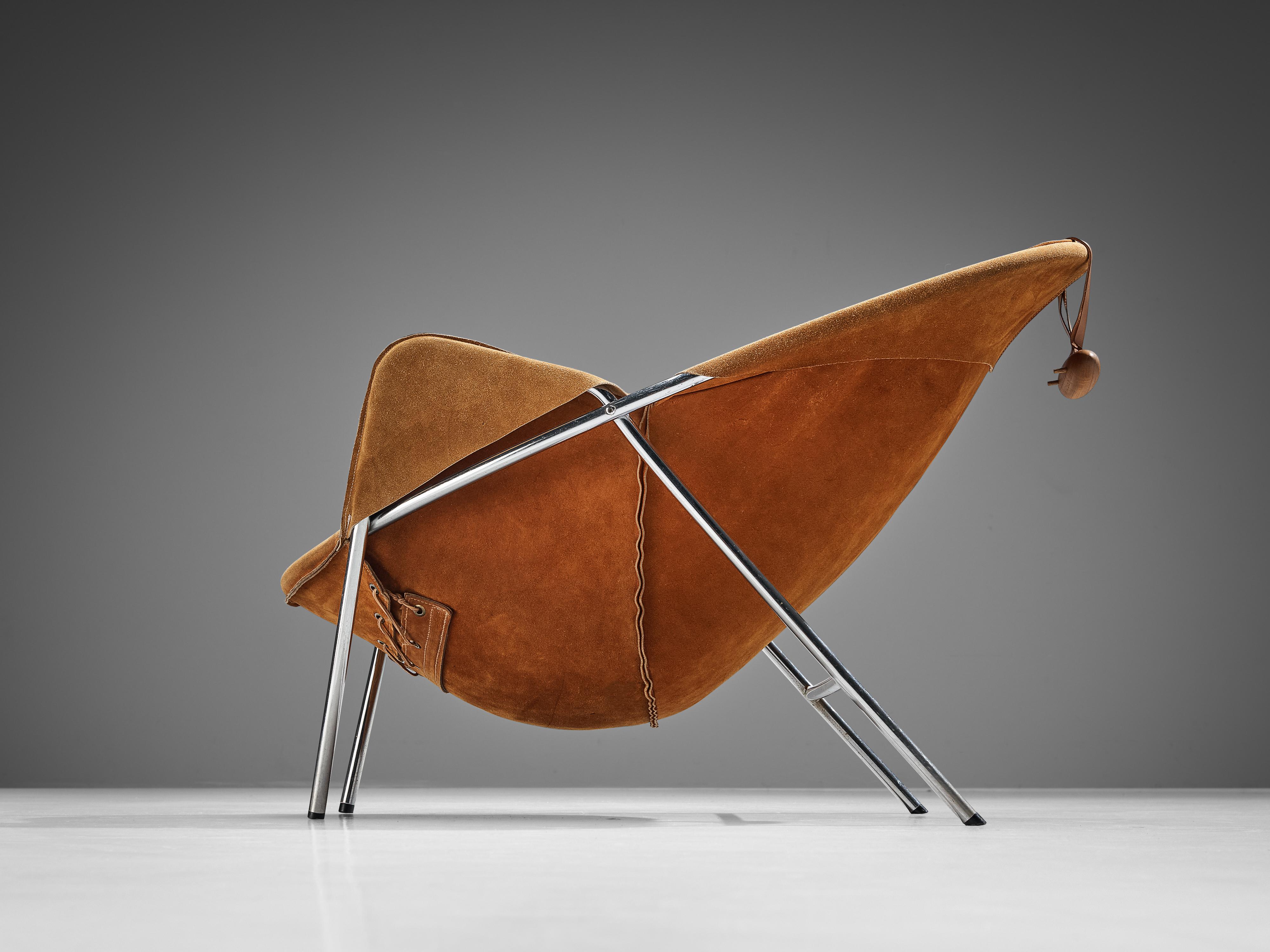 Mid-20th Century Erik Ole Jørgensen for Bovirke Easy Chair in Cognac Brown Suede For Sale
