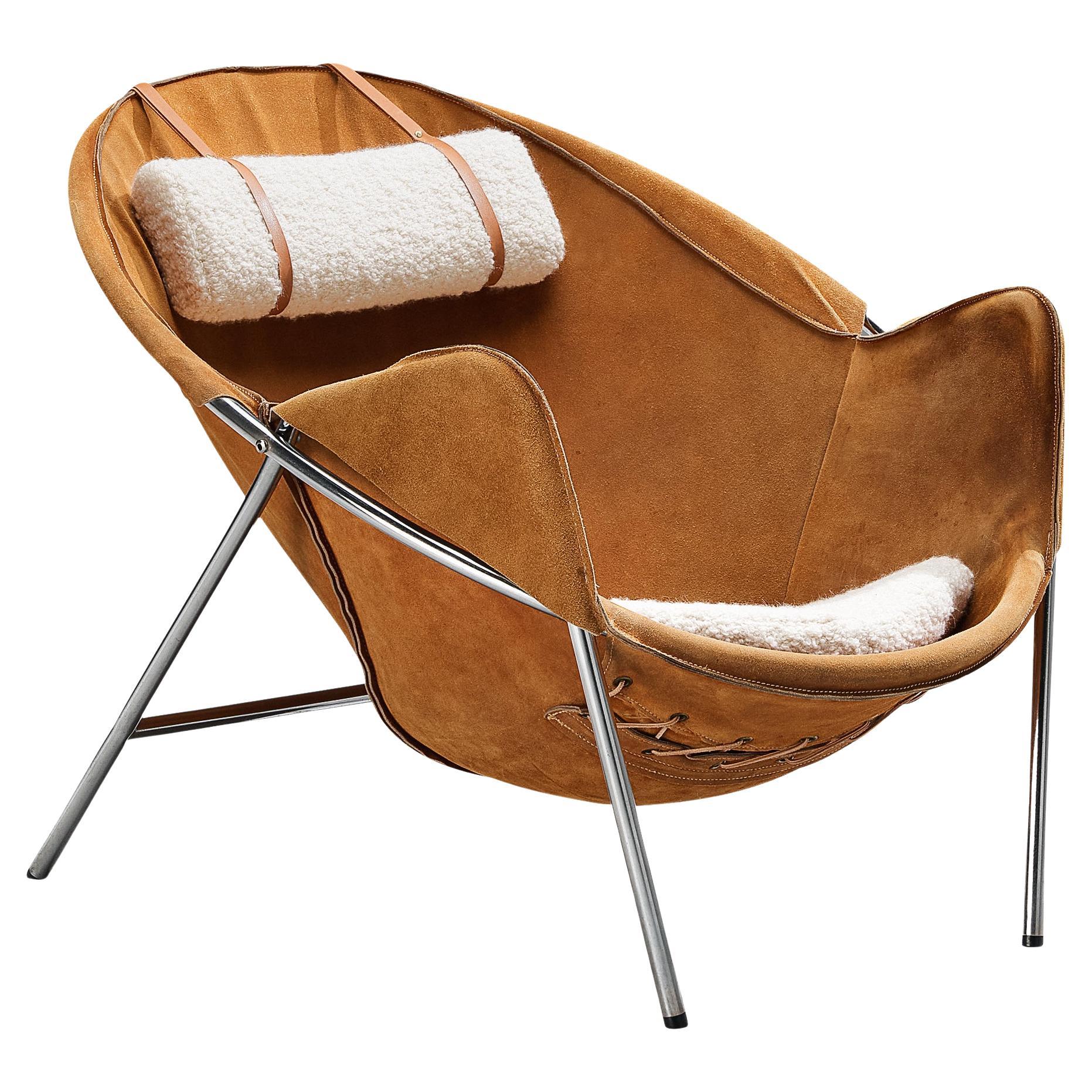 Erik Ole Jørgensen for Bovirke Easy Chair in Cognac Brown Suede For Sale