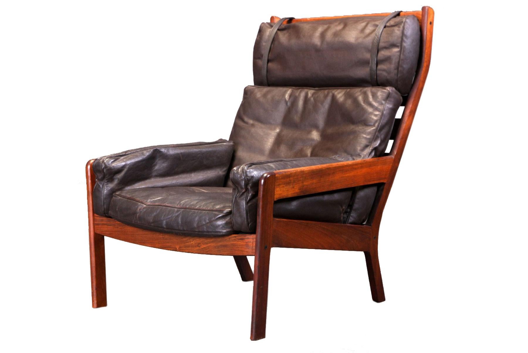 Mid-Century Modern Erik Ole Jørgensen Gj 13 Highback Lounge Chair in Rosewood