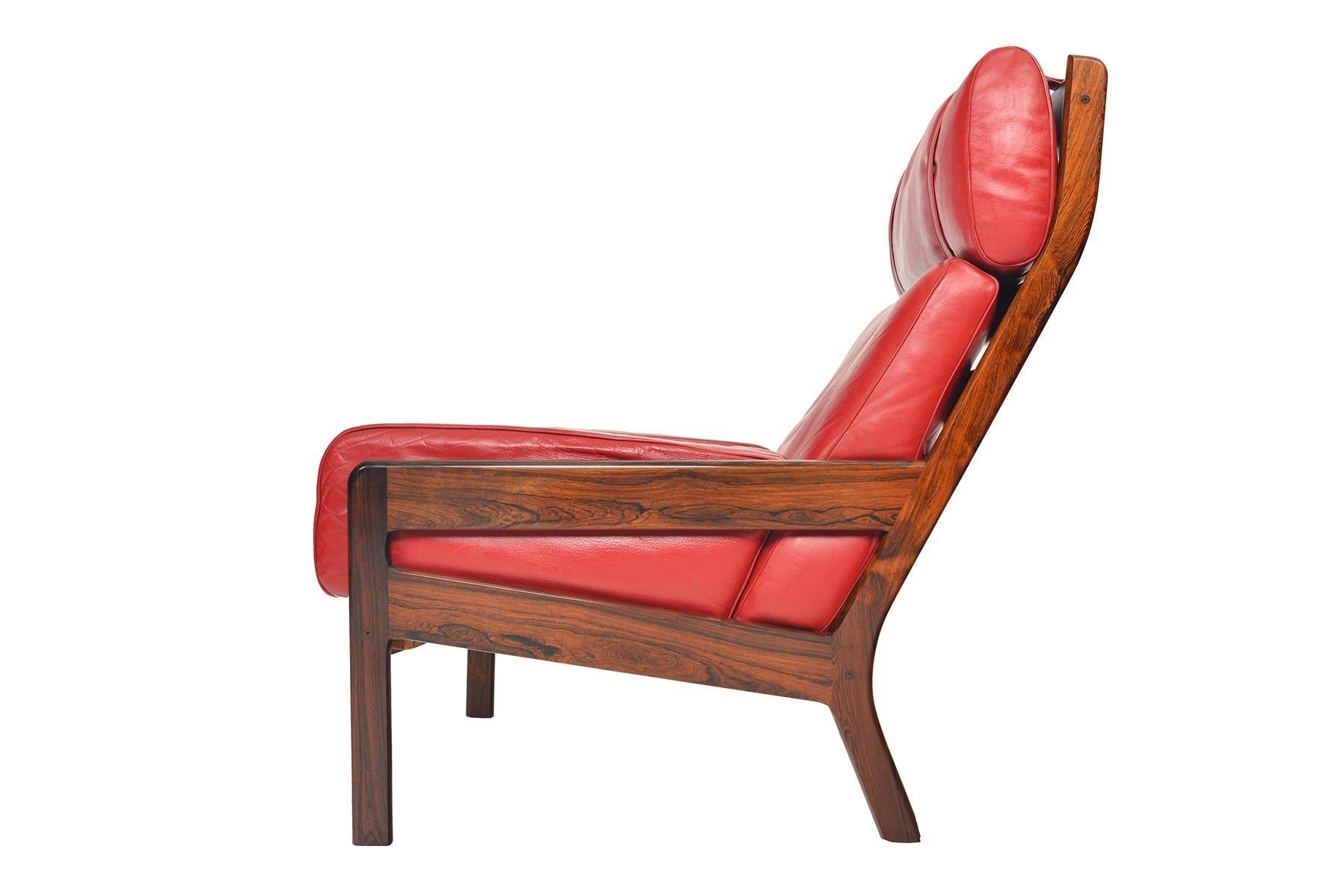 Leather Erik Ole Jørgensen GJ 13 Highback Rosewood Lounge Chair