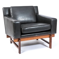 Erik Ole Jørgensen Lounge Chair in Black Leather and Brazilian Rosewood