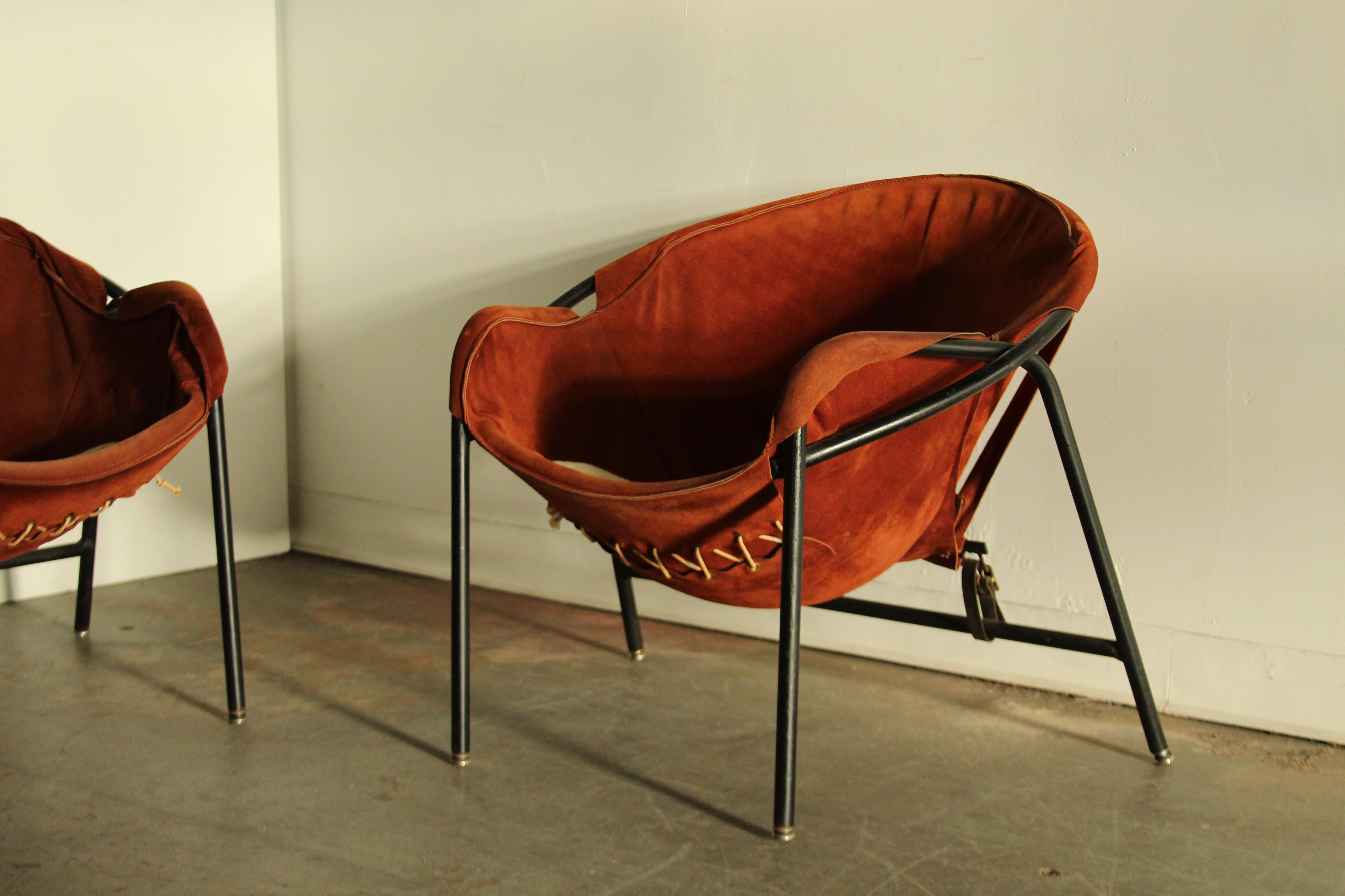 Mid-Century Modern Erik Ole Jørgensen Model 'BO631' Suede Easy Chairs for Bovirke, 1953 For Sale