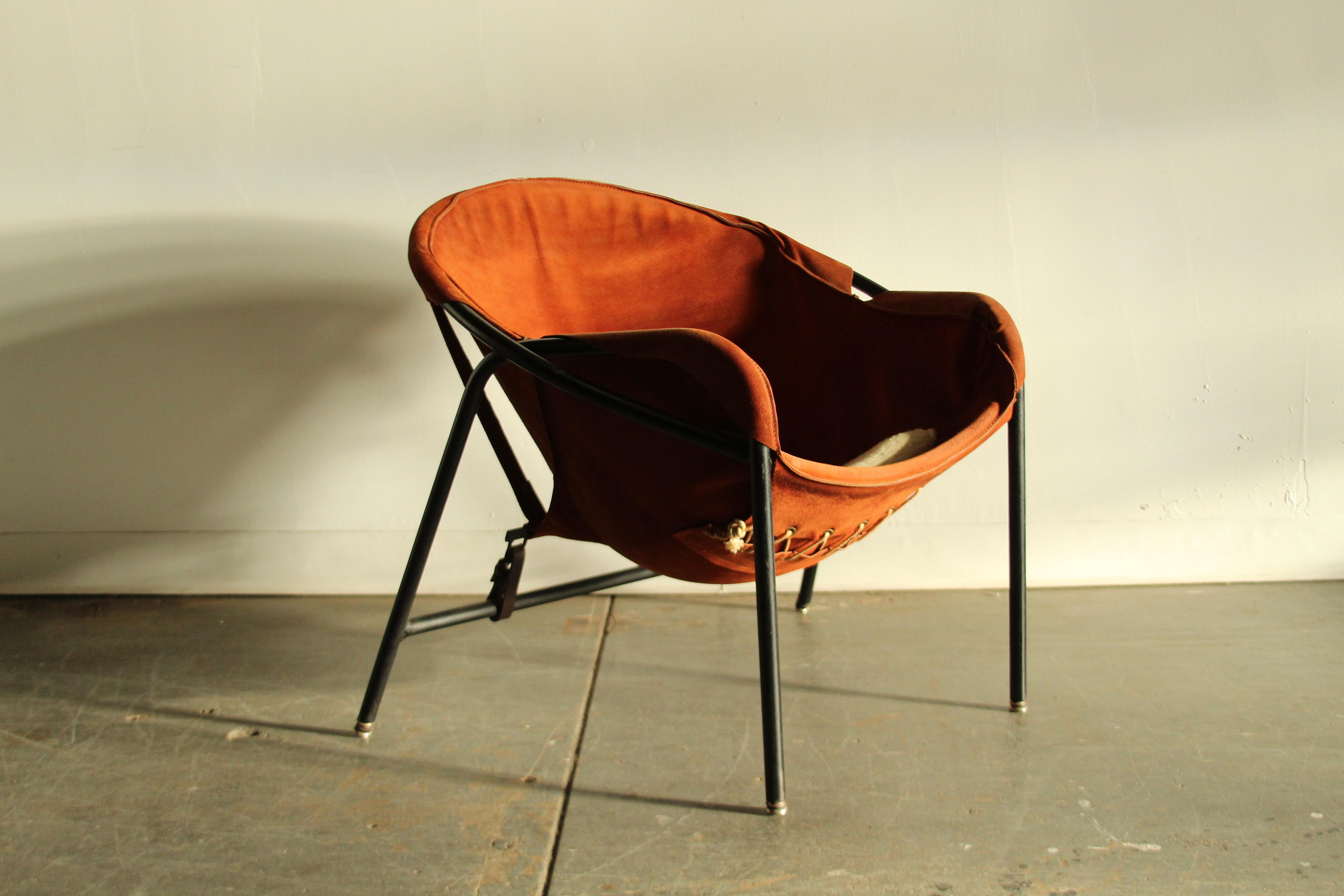 Steel Erik Ole Jørgensen Model 'BO631' Suede Easy Chairs for Bovirke, 1953 For Sale
