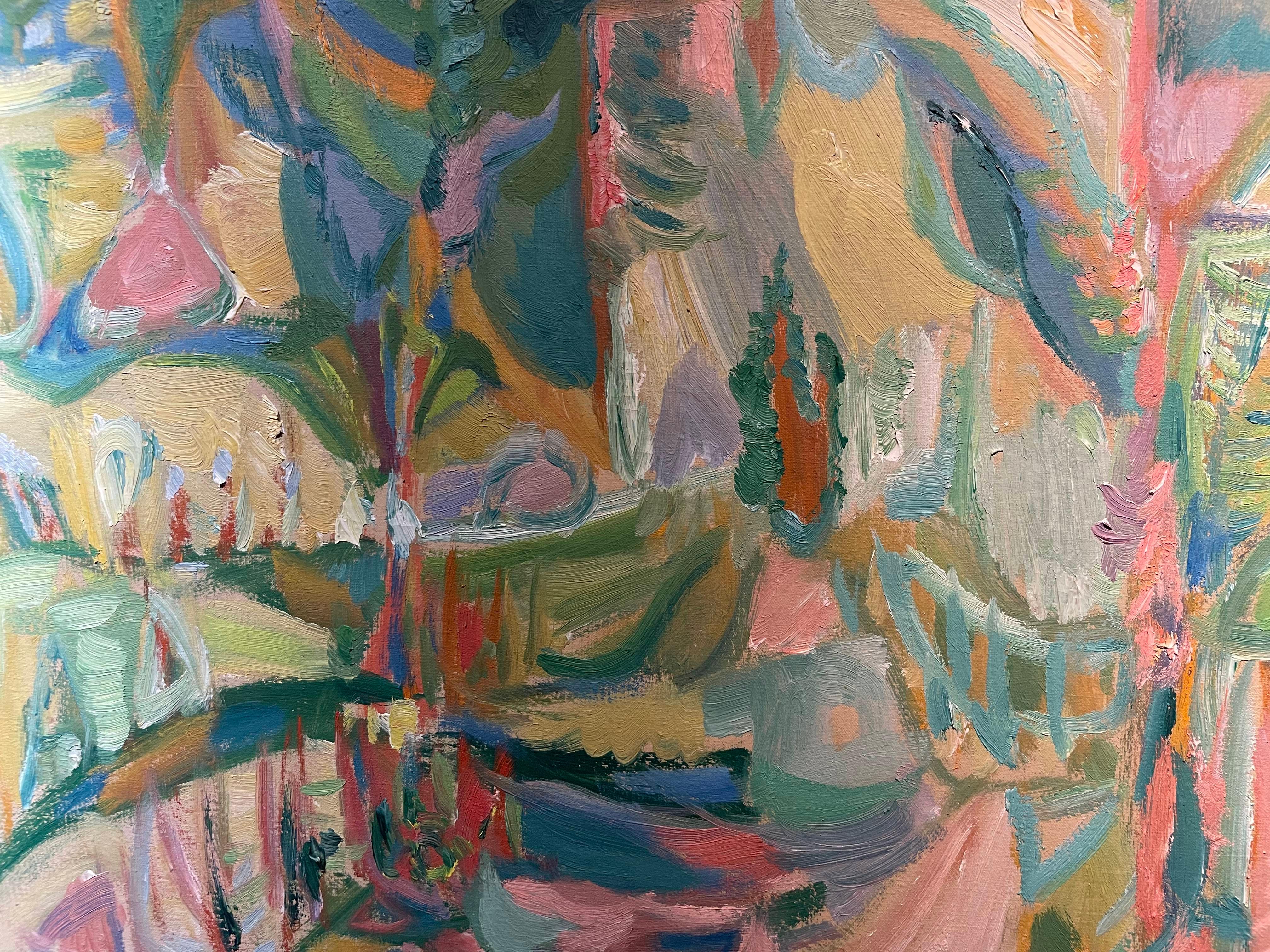 Paesaggio astratto, grande quadro verde di metà secolo, movimento artistico COBRA in vendita 7