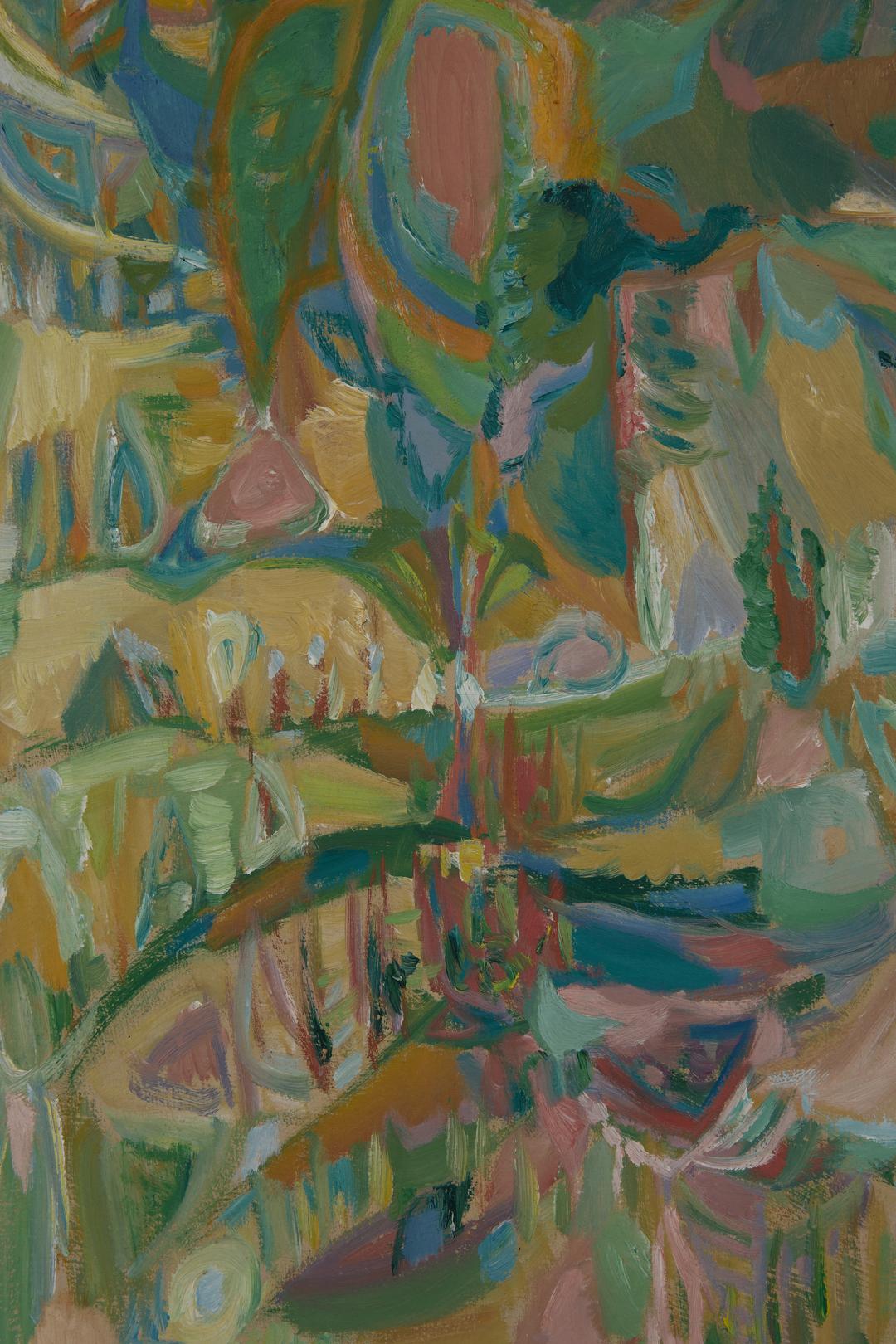Abstrakte Landschaft, großes grünes Gemälde aus der Mitte des Jahrhunderts, COBRA-Kunstbewegung (Abstrakter Impressionismus), Painting, von Erik Ortvad