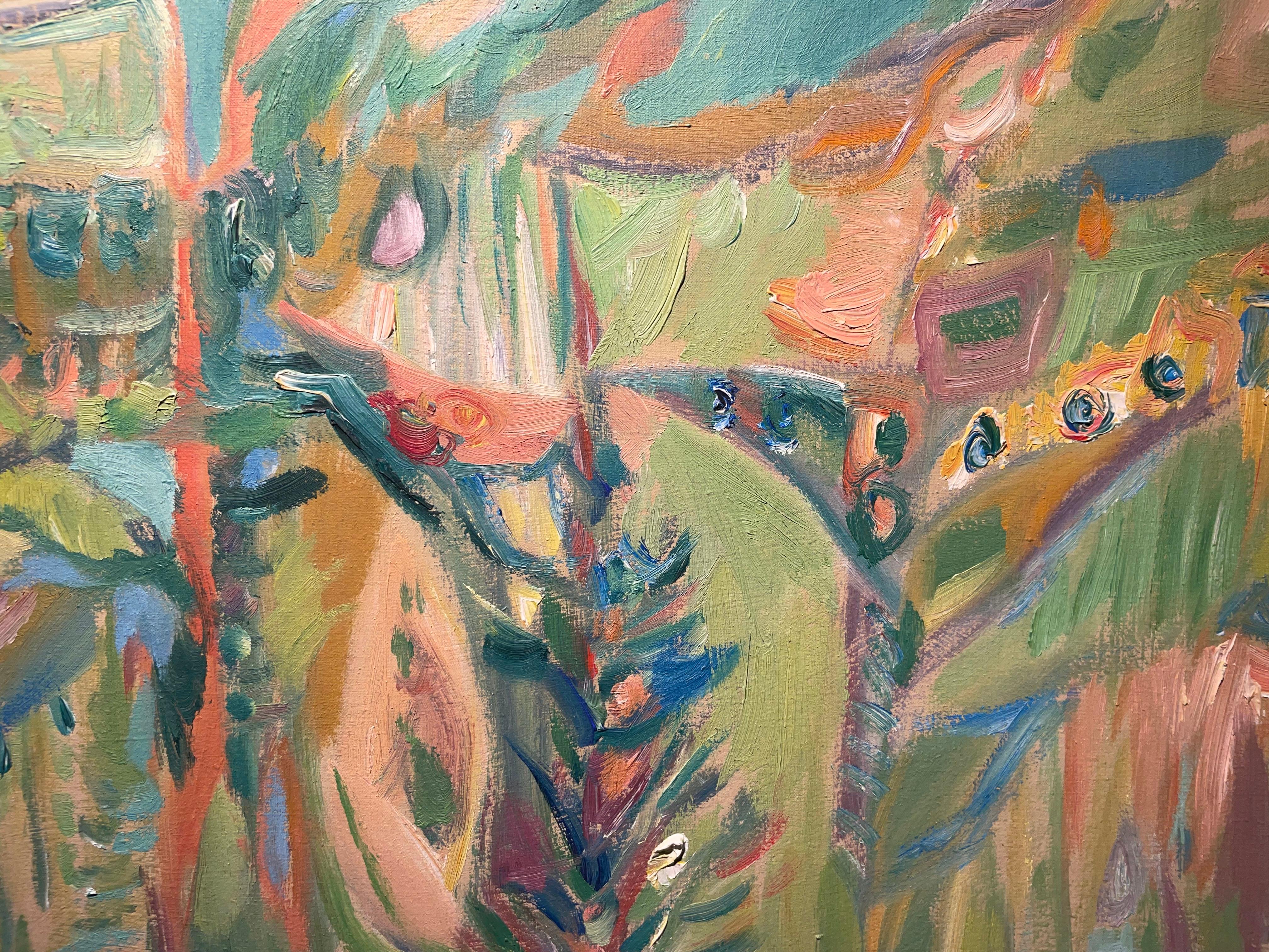 Paesaggio astratto, grande quadro verde di metà secolo, movimento artistico COBRA in vendita 4