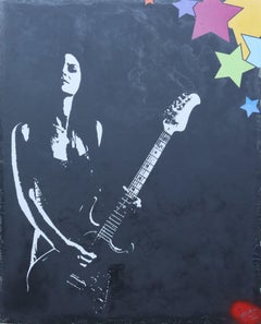 Used In the Moment Guitar, Painting, Oil on Wood Panel