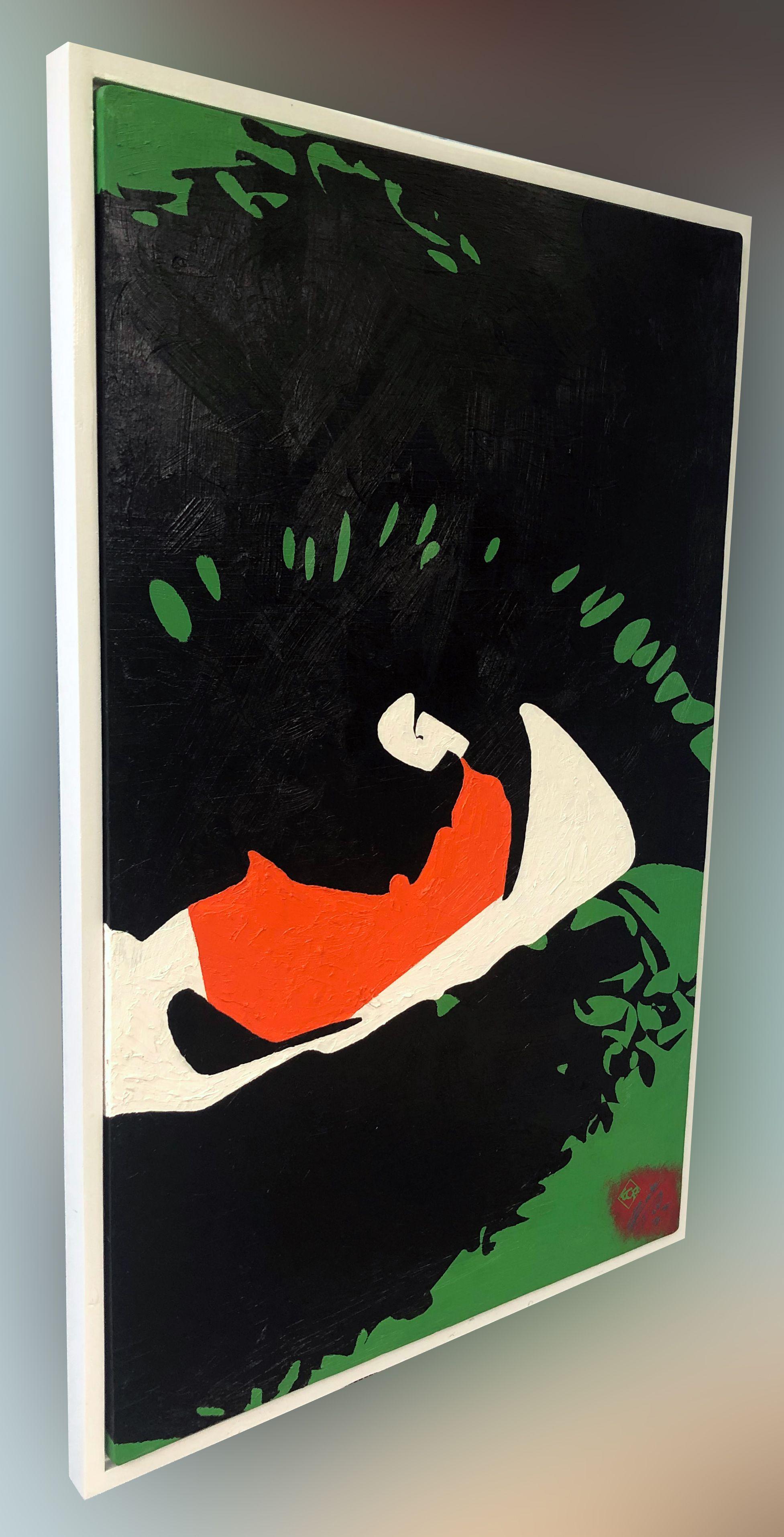 Orange Eye, Painting, Oil on Wood Panel For Sale 1