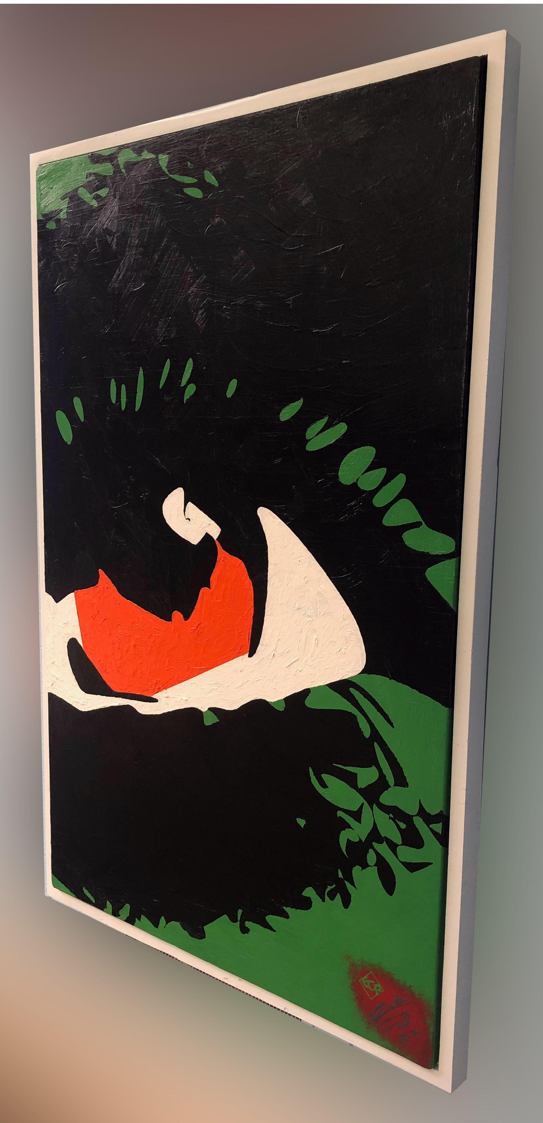 Orange Eye, Painting, Oil on Wood Panel For Sale 2