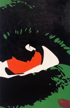 L'œil orange, peinture, huile sur panneau de bois