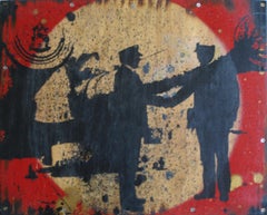 Mongers de la guerre, peinture, huile sur panneau de bois
