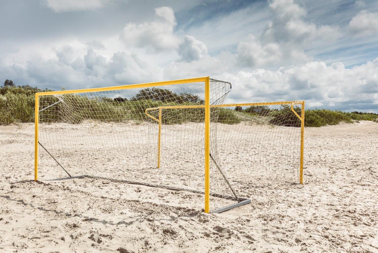 Erik Pawassar Beach Goals large format photograph of iconic yellow