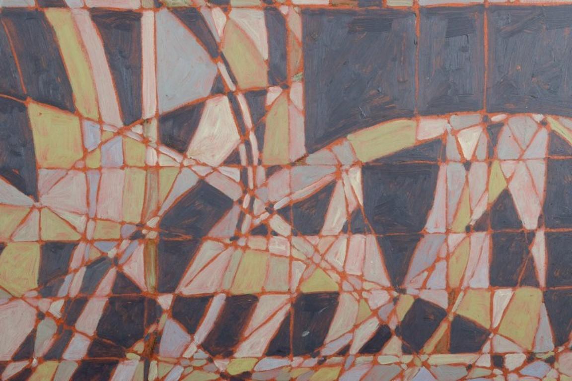 Modern Erik Reiff,  Danish artist. Oil on masonite panel. Abstract composition. For Sale