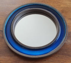 Erik Reiff Round Ceramic Mirror for Knabstrup, Denmark