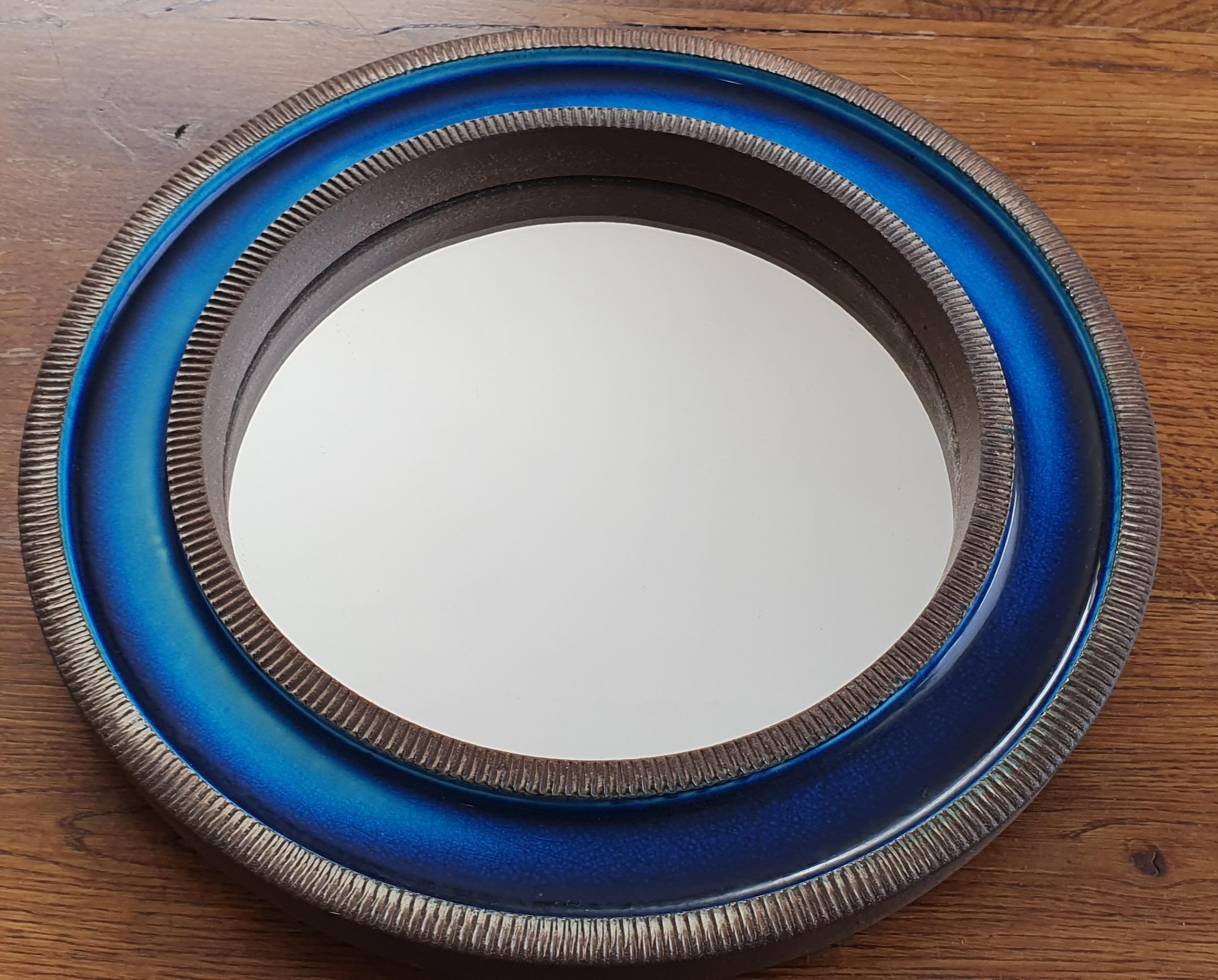 Danish Erik Reiff Round Ceramic Mirror for Knabstrup, Denmark For Sale