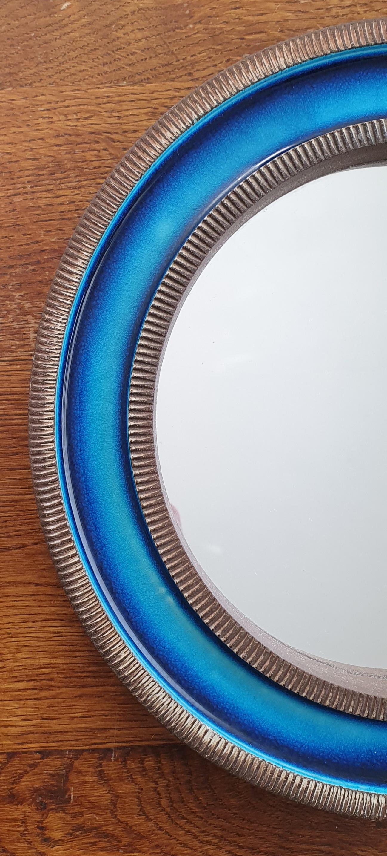 Erik Reiff Round Ceramic Mirror for Knabstrup, Denmark For Sale 2