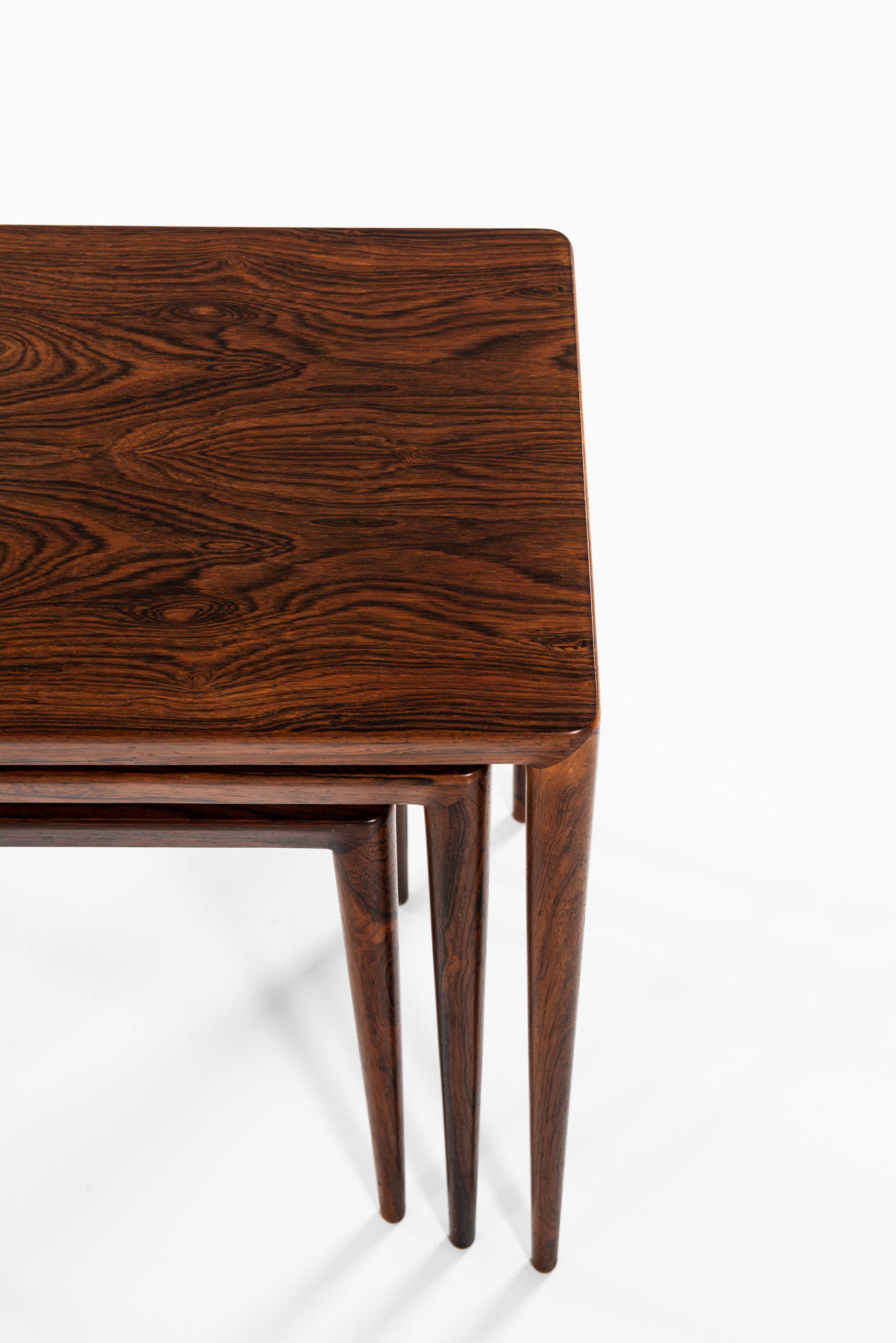 Danish Erik Riisager Hansen Nesting Tables Produced by Haslev Møbelsnedkeri in Denmark For Sale