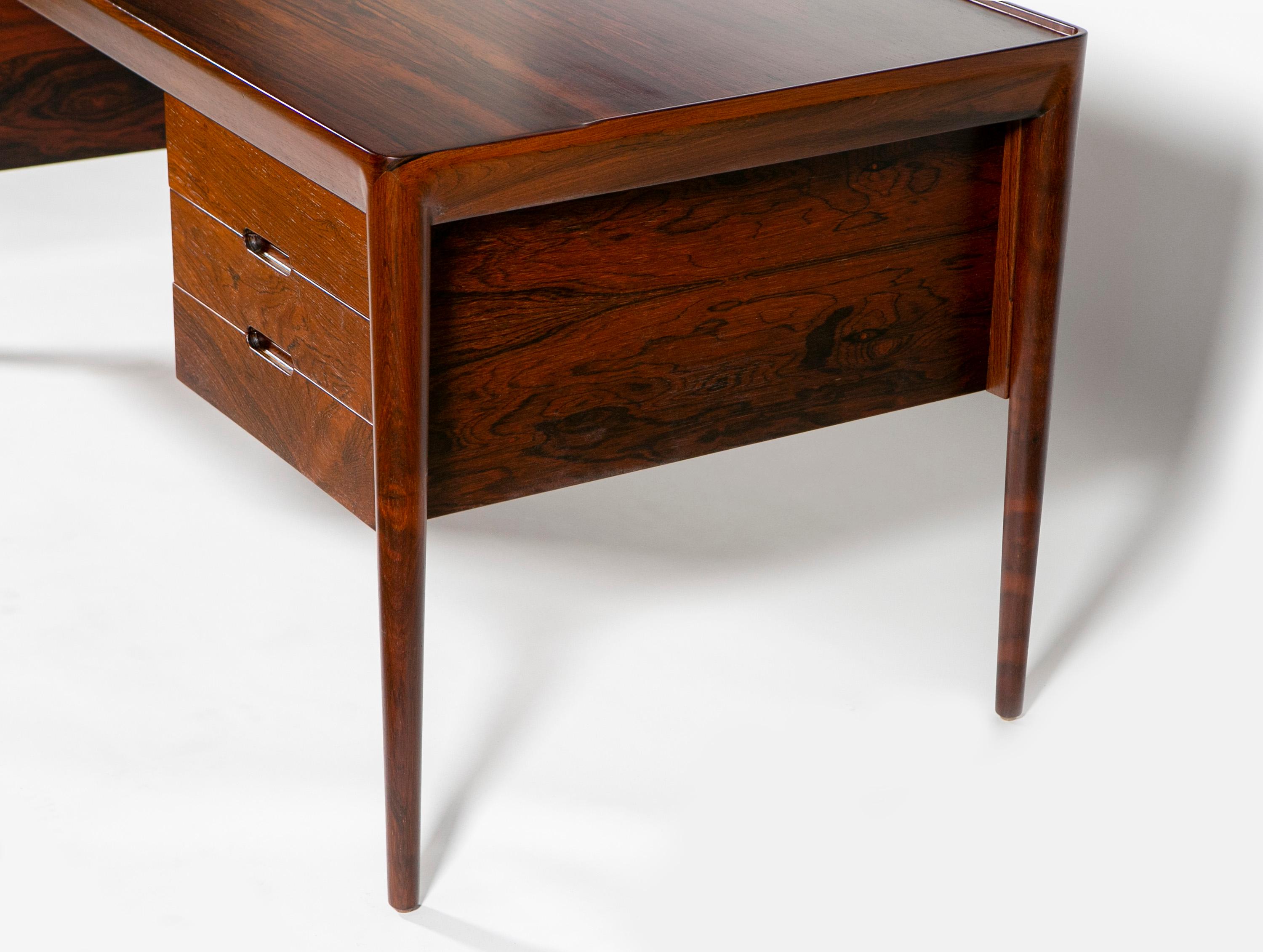 Rosewood Writing Desk, Erik Riisager Hansen, Haslev Mobelsnedkeri, Denmark, 1950 For Sale 9