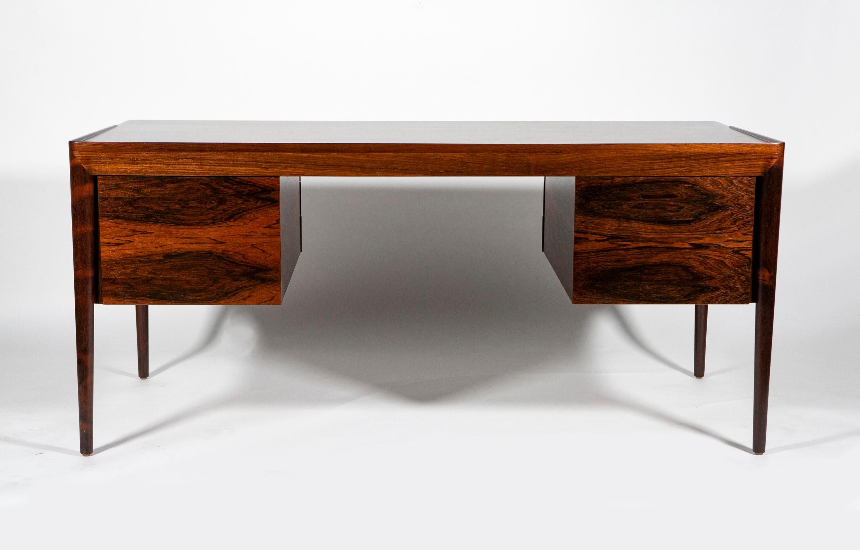 Rosewood Writing Desk, Erik Riisager Hansen, Haslev Mobelsnedkeri, Denmark, 1950 For Sale 12