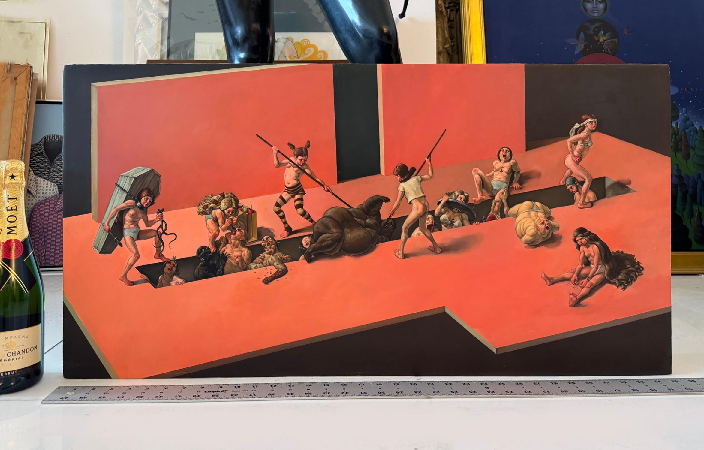 Grotesque Nude Figures in Battle -  like Hieronymus Bosch For Sale 8