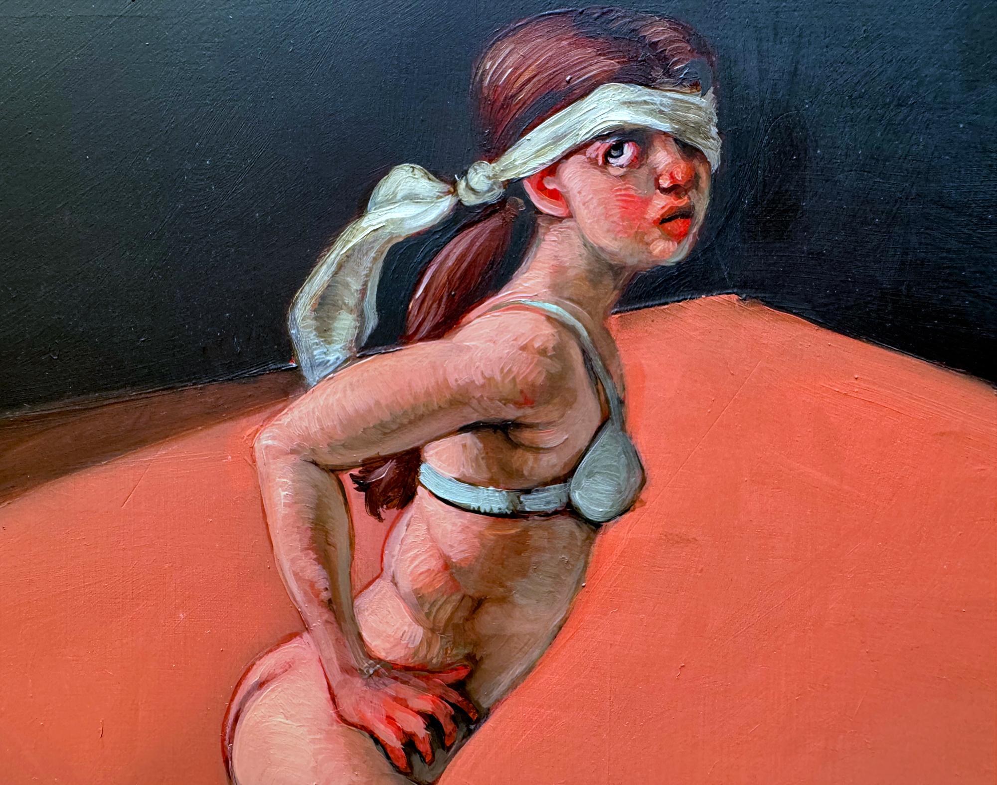 Grotesque Nude Figures in Battle -  like Hieronymus Bosch - Painting by Erik  Thor Sandberg