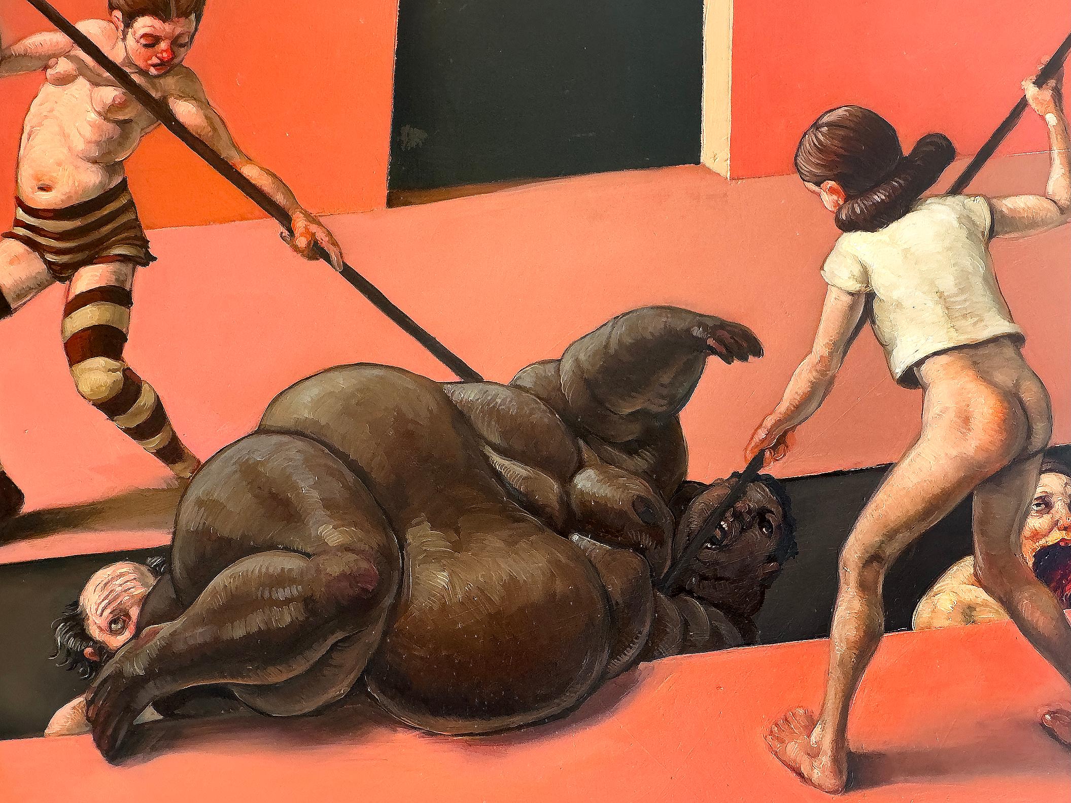 Grotesque Nude Figures in Battle -  like Hieronymus Bosch For Sale 4