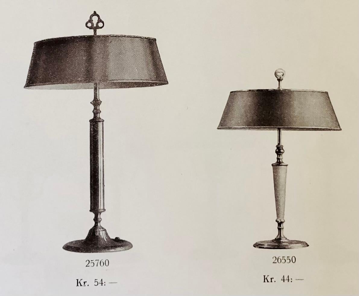 Lampe de table en laiton d'Erik Tidstrand, abat-jour en lin, Nordiska Kompaniet, Suède, 1927 en vente 5