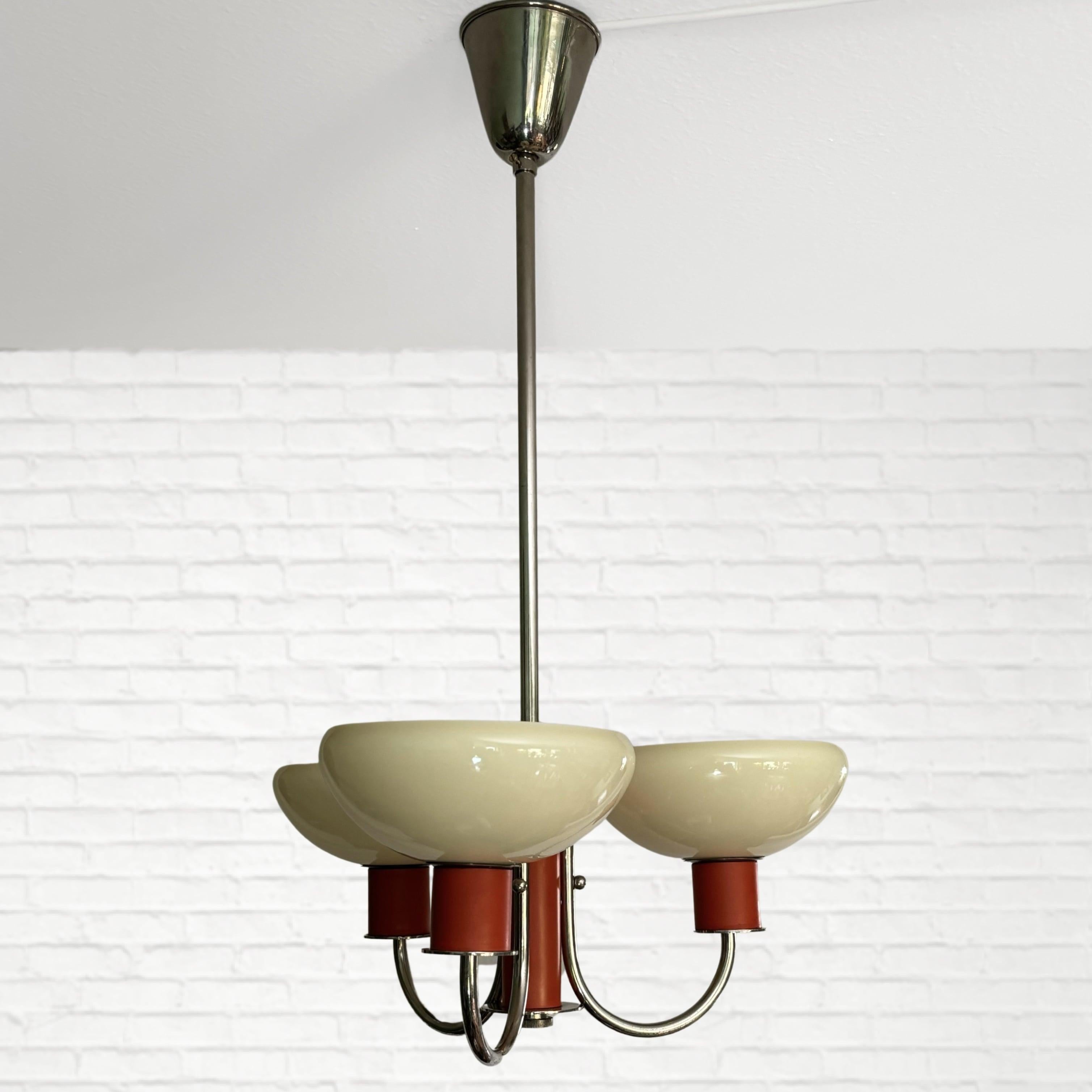 Swedish Erik Tidstrand for Nordiska Kompaniet, chandelier pendant lamp, Sweden, 1930s For Sale