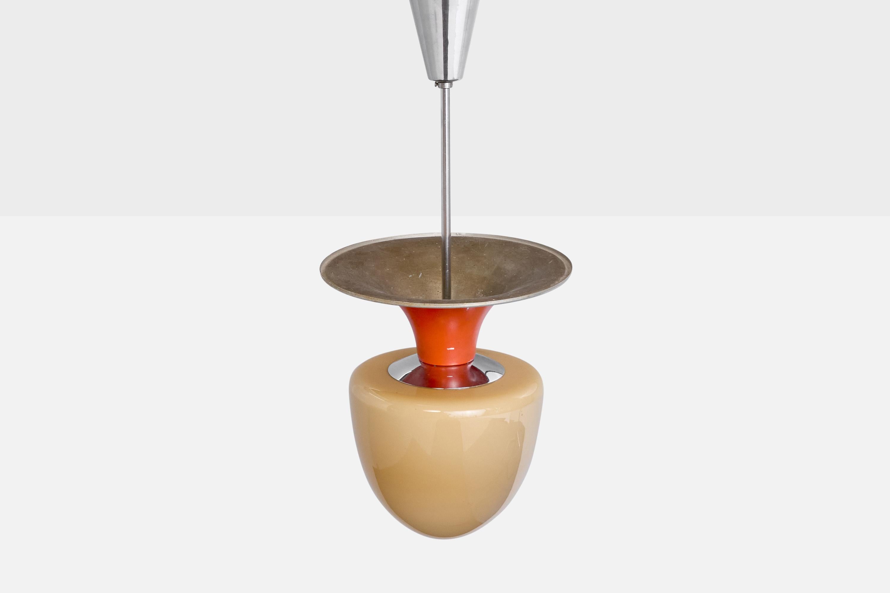 Svedese Erik Tidstrand, Lampada a sospensione, nichel, metallo, vetro, Svezia, anni '30 in vendita