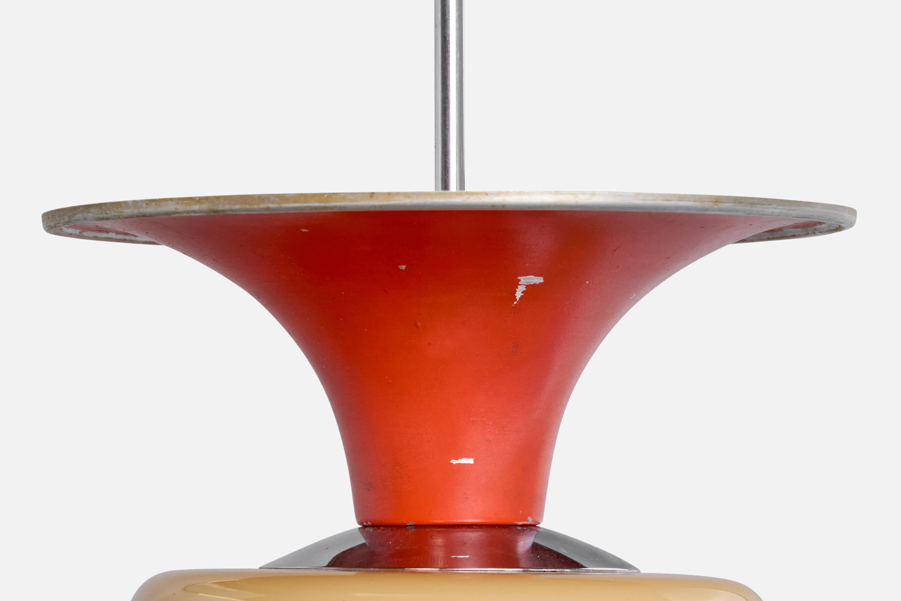 Metallo Erik Tidstrand, Lampada a sospensione, nichel, metallo, vetro, Svezia, anni '30 in vendita