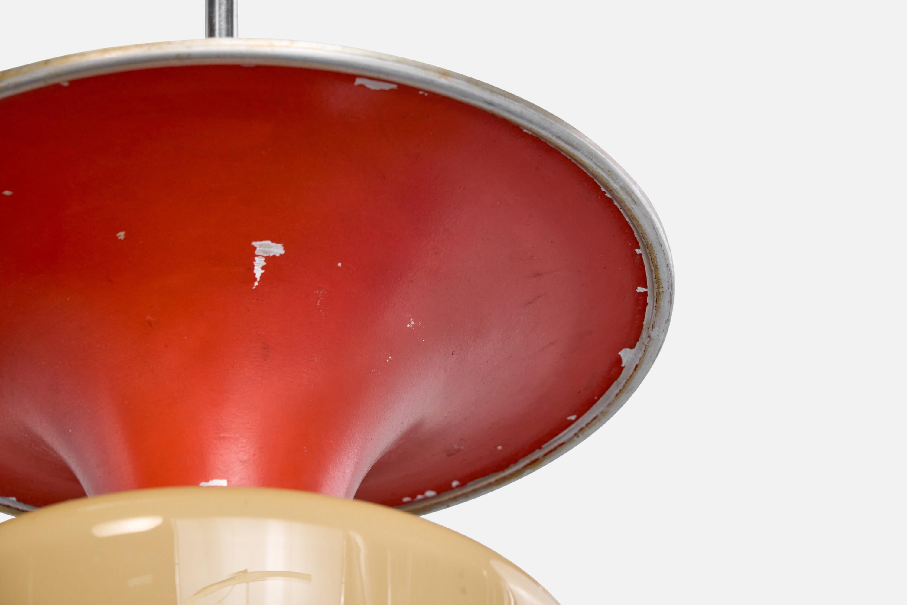Erik Tidstrand, Lampada a sospensione, nichel, metallo, vetro, Svezia, anni '30 in vendita 1