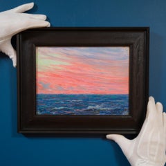 Impressionist Painting Depicting a Sunset over Lake Vättern, Vadstena, Sweden