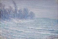 Quadro impressionista di paesaggio invernale sul lago Vättern - Artista Erik Tryggelin