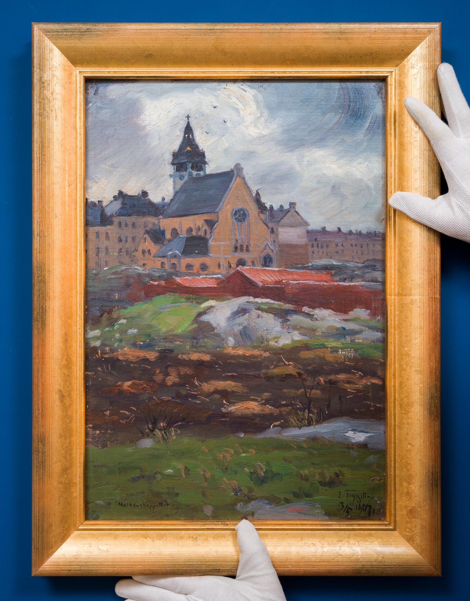 Sankt Matteus-Kirche in Stockholm, 1907 – Painting von Erik Tryggelin