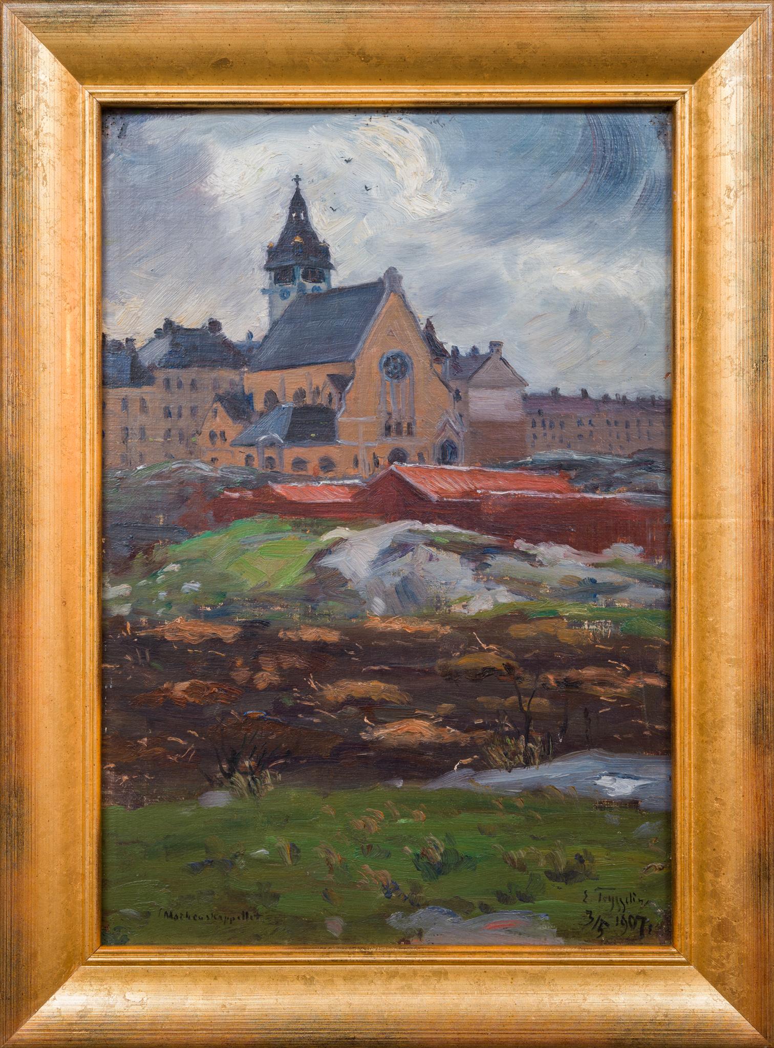 Landscape Painting Erik Tryggelin - Church Sankt Matteus de Stockholm, 1907