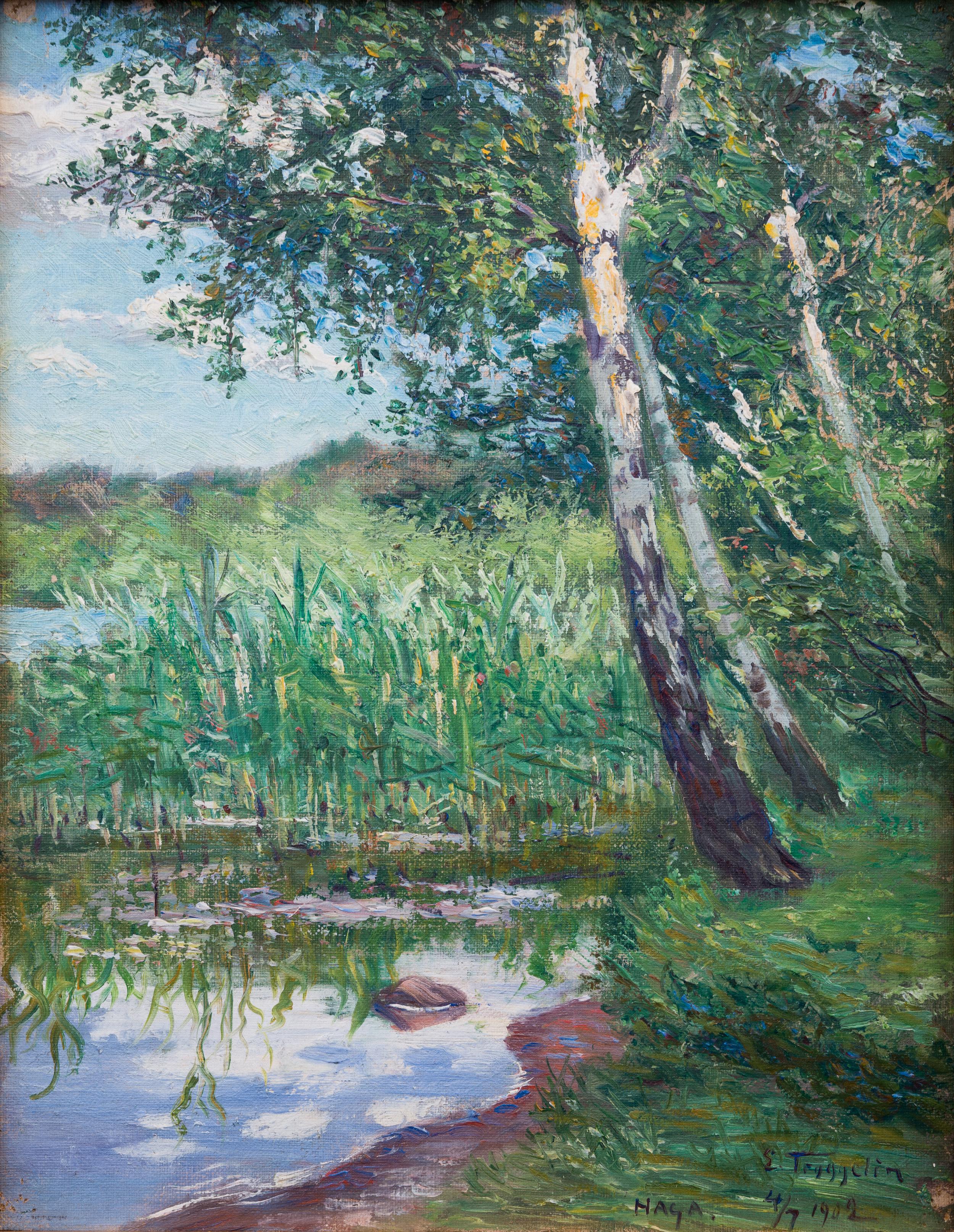 Giorno d'estate a Haga, Stoccolma di Erik Tryggelin, dipinto a olio del 1902 in vendita 3