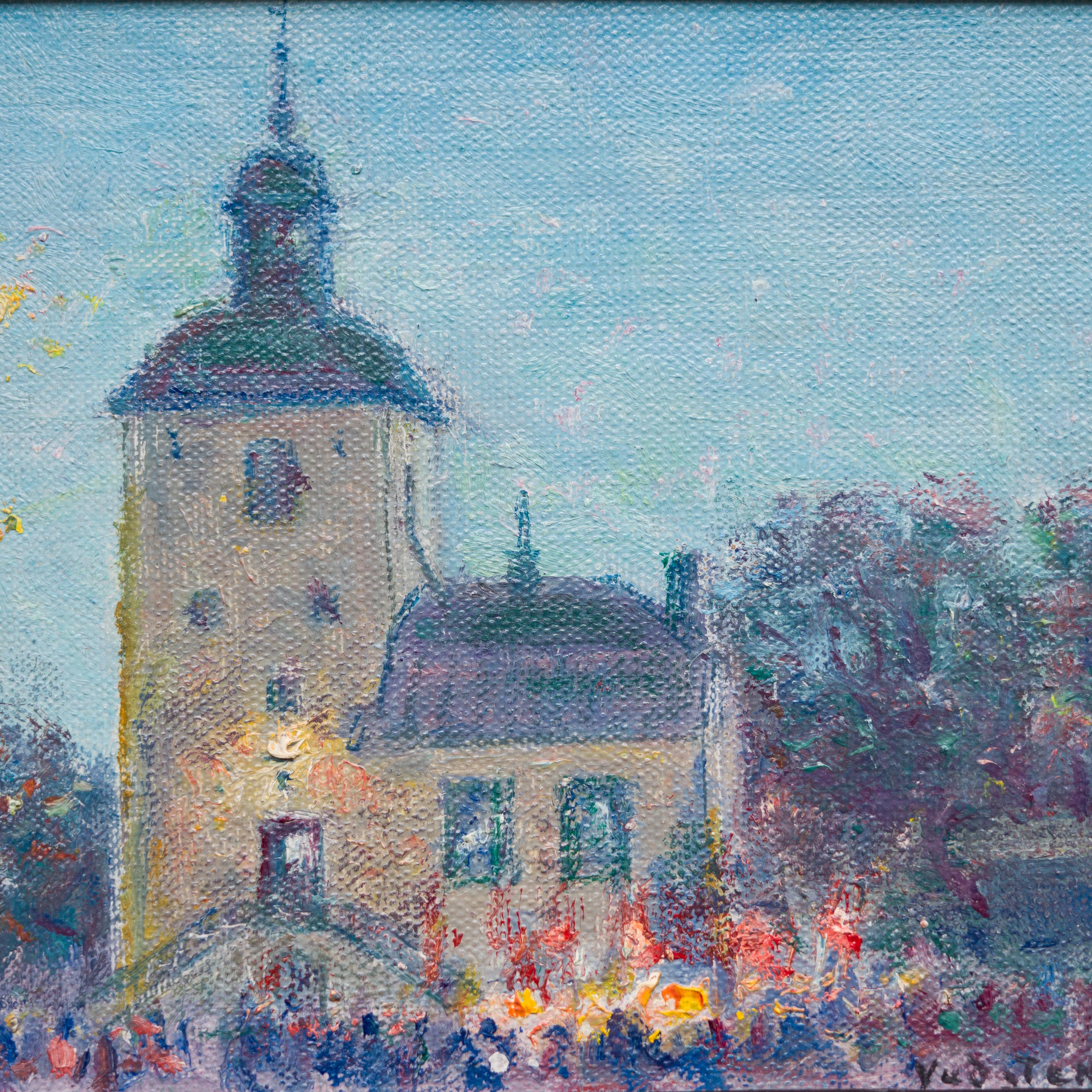 Vadstena Town Hall, 1954 - Painting by Erik Tryggelin